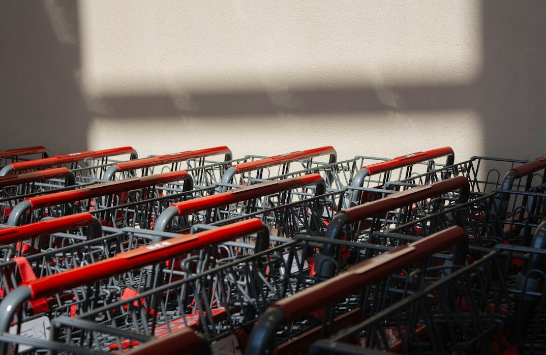 overturned shopping cart